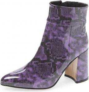 Женские ботильоны FSJ с остроконечным носком на высоком каблуке, глянцевая лакированная кожа, для вечеринок, размеры 4-15 США, Purple Snake