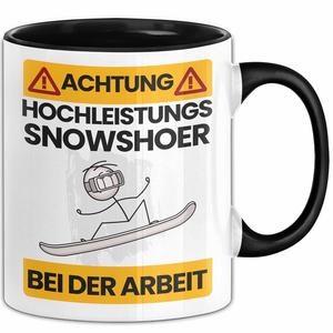Кружка для снегоступов, подарок с забавной поговоркой, идея подарка для снегоступа, внимание, высокопроизводительный снегоступ на работе (черный) Trendation