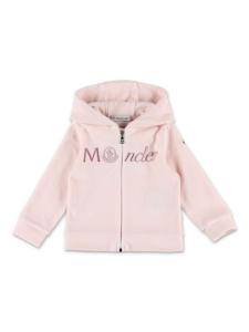 Moncler Enfant флисовый спортивный костюм с вышитым логотипом, розовый