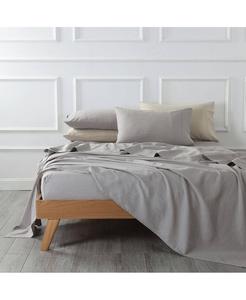 Комплект постельного белья из бельгийского льна и хлопка, 4 предмета, размер King Egyptian Linens, серый