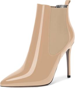 Женские ботильоны NUMALEO с острым носком, на шнуровке, из лакированной кожи, на высоком каблуке-стилете, 10 см, Beige
