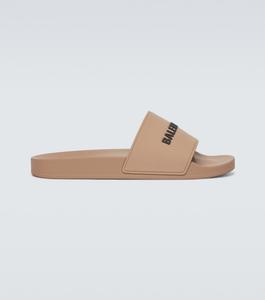 Резиновые шлепанцы с логотипом Pool Balenciaga, бежевый