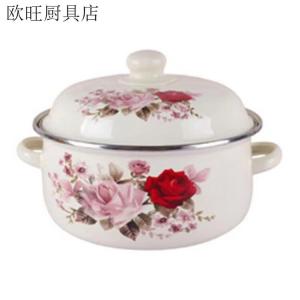 Modern Housewife Fancychic эмалированная кастрюля для супа с крышкой, толстая с двумя ручками для лапши и тушения, подходит для индукционной плиты, розовая красавица, 16 см