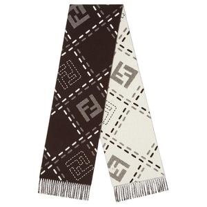 Шарф Jacquard с бахромой FENDI, коричневый
