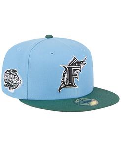 Мужская шляпа небесно-голубого цвета с кинзой Florida Marlins 2003 World Series Cooperstown Collection 59FIFTY. New Era