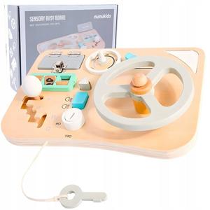 Деревянная сенсорная манипулятивная доска Монтессори, рулевое колесо автомобиля 11 в 1 Inna marka