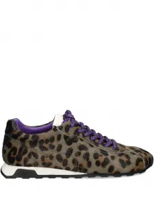 Кроссовки на шнуровке с леопардовым принтом Ash, коричневый