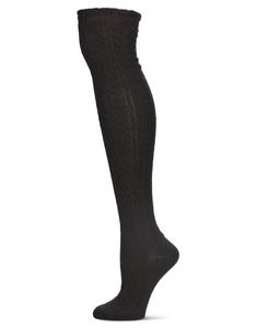 Женские теплые вязаные носки-косички Твистер длиной до колена MeMoi, Black