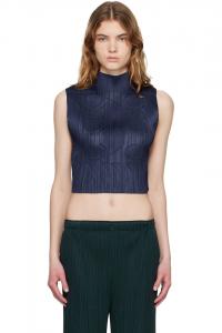 Настройте верхнюю часть Pleats Please Issey Miyake, темно-синий