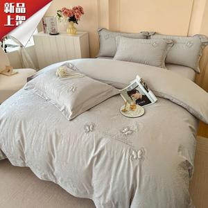 LUOLAI HOME Комплект постельного белья, 200 см, 4 предмета, цвет Fudie-Gray