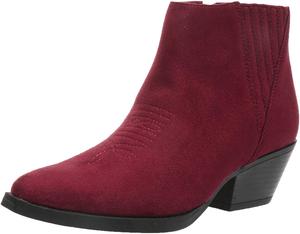 Женские ботильоны ZBYY с низким массивным каблуком, модные с вышивкой, заостренным носком и боковой молнией, Wine