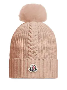 Плетеная шляпа с помпоном Moncler Enfant, розовый