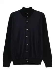 Кардиган с высоким воротом и застежкой на пуговицы спереди Herno, синий