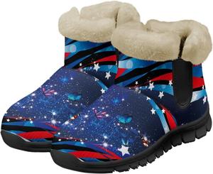 Женские зимние сапоги Jeiento с флагом Америки, противоскользящие, American Stripe Galaxy Butterfly