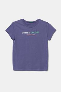 Детская хлопковая футболка United Colors Of Benetton, фиолетовый