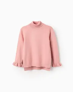 Детский джемпер из тонкой пряжи с отложным воротником и рюшами Zippy, розовый