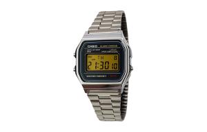 CASIO Мужские часы Retrofit Series с кварцевым механизмом, стальной браслет, черный циферблат