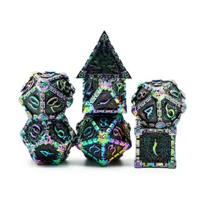 Поликомплект Кинжала Яда — Черная Радуга (7), Dice Sets - Metal (Foam Brain Games)