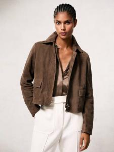 Короткая куртка из замши Drew Reiss, Taupe Neutral