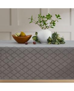 Скатерть Modena из жаккардовой ткани для прямоугольного стола, обладает повышенной водостойкостью, устойчивостью к выцветанию, складкам и пятнам, геометрическим решетчатым узором HLCme, Grey