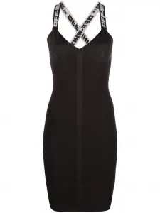 Платье мини с V-образным вырезом и логотипом OFF-WHITE, черный