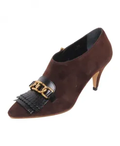 Замшевые туфли с бахромой и цепочкой. Tod'S, коричневый