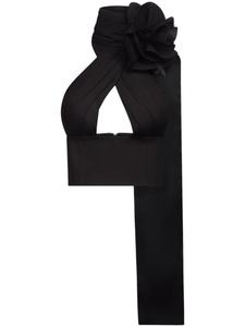 AREA топ Flower Corsage с вырезом халтер, черный