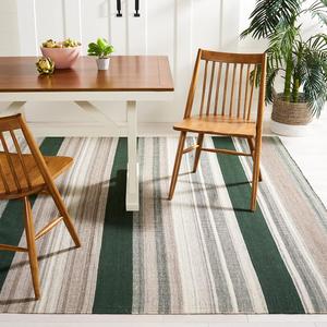 Ковер SAFAVIEH, 244 x 305 см, Dhurries Collection Green / Grey DHU628Y плоского плетения из шерсти для гостиной, столовой, спальни