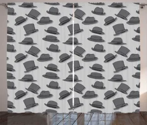 Штора ABAKUHAUS в черно-сером деревенском стиле с рисунком в виде колец, присборенная тесьма для спальни с петлями и крючками, 280 x 245 см, цвет: светло-серый, темно-серый Abakuhaus