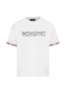 Футболка с узорчатыми манжетами Missoni Kids, белый