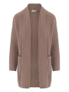 Кардиган в рубчик с накладными карманами Bruno Manetti, коричневый