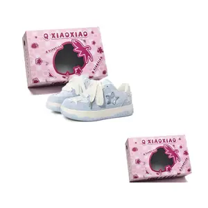 Circle small Женские низкие скейтерские кроссовки в коробке Светло-голубые звезды, цвет Light Blue Stars