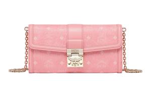 Сумка через плечо Tracy Visetos из лакированного холста Tubas для женщин цвет розовая сакура MCM