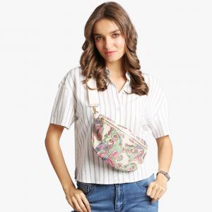 Бохо абстрактный узор Вышитый поясной кроссбоди рюкзак / слинг-сумка / поясная сумка FASHNZFAB, зеленый