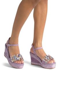 Босоножки на танкетке PUNTERA Y CIERRE CON HEBILLA - High heeled sandals Alma en Pena, фиолетовый