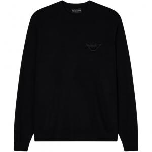 Свитер из шерсти Virgin wool с аппликацией Eagle EMPORIO ARMANI, черный