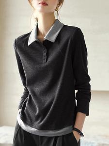 Женские топы с воротником-поло, подобранным по цвету Doux Belle, цвет Dark Gray