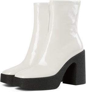 Женские ботильоны YDN с массивным высоким каблуком, круглым носком, боковой молнией и узкой посадкой, модная обувь, размеры 4-15 US, White