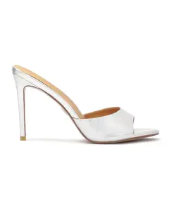 Серебряные мюли на высокой шпильке Kazar, серый