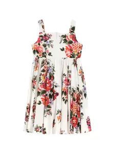 Платье без рукавов с цветочным принтом Dolce & Gabbana Kids, белый