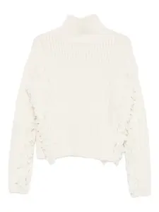 Свитер фактурной вязки с бахромой Maje, нейтральный