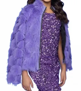 Детское праздничное платье с пайетками фиолетового цвета Mia