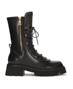Высокие кожаные сапоги, украшенные молниями. Kazar, черный
