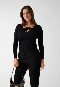 Топ с длинными рукавами drapiertes Marciano By Guess, Schwarz