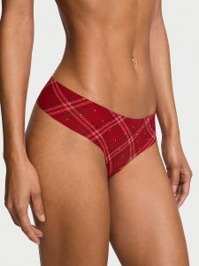 Трусики-Стринги из блестящей сетки No-Show No-Show, shine mesh red lacquer plaid
