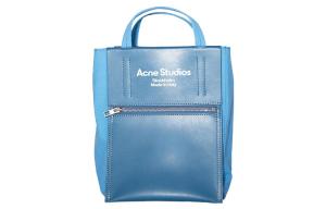 Acne Studios Сумка-шоппер из полиамида с телячьей кожей, наплечная сумка, женская голубая