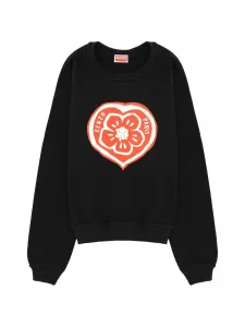 Свитшот с принтом "Сердце Боке и цветы" Kenzo, черный