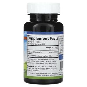 Добавка Carlson Витамин B-2 , 100 вегетарианских таблеток