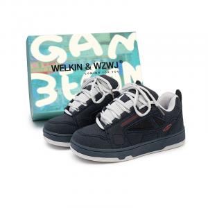 Пуховики Износостойкие, Легкие, Дышащие и Нескользящие. Низкие кеды для скейтборда Унисекс WELKIN&WZWJ, Белый Черный