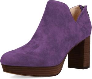 Женские ботильоны на высокой платформе YDN с застежкой-молнией сзади, закрытые с круглым носком, зимние ботинки, стильная праздничная обувь, размеры 4-16 US, Purple